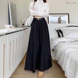 ブラック | ふわっとAラインロングスカート ロングスカート Aライン | maison de LATIR
