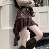 冬コーデを格上げ レザー異素材コンビネーションスカート ミニ | maison de LATIR | 詳細画像1 