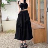 揺れるたび、さりげなく可愛いリボンアクセントギャザーロングスカート オフィス オ… | maison de LATIR | 詳細画像4 