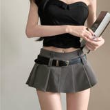 ベルトデザインが映える、インナーパンツ付きタックプリーツミニスカート レディース… | maison de LATIR | 詳細画像2 