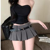 ベルトデザインが映える、インナーパンツ付きタックプリーツミニスカート レディース… | maison de LATIR | 詳細画像4 