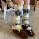 クリーム | ほっこりあったかノルティック柄ニットレッグウォーマー ルーズソックス | maison de LATIR