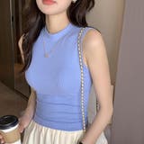 ブルー | ぷちハイネック無地タンクトップ タンクトップ ノースリーブ | maison de LATIR