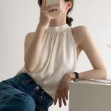 ホワイト | 軽やかな着心地のホルターネックブラウス オフィス トップス | maison de LATIR