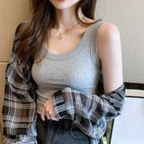 グレー | 幅広いコーデに大活躍のストレッチタンクトップ ノースリーブ アメリカンスリーブ | maison de LATIR