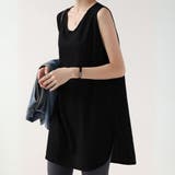 ブラック | デイリーに活躍する大人の抜け感ノースリーブトップス 袖なし ラウンドネック | maison de LATIR