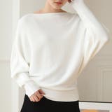 ホワイト | 冬即戦力 ボリューム袖ボートネック極上ドルマンニットトップス ゆったり軽量 | maison de LATIR