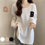 カジュアル感が可愛いワッフル地長袖トップス Tシャツ スリット | maison de LATIR | 詳細画像1 