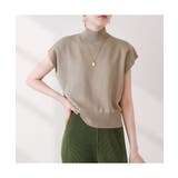 シンプルなデザインが上品なフレンチスリーブハイネックニットトップス モックネック | maison de LATIR | 詳細画像7 