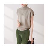 シンプルなデザインが上品なフレンチスリーブハイネックニットトップス モックネック | maison de LATIR | 詳細画像9 