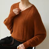 オレンジ | 透かし編みデザインが大人可愛いVネックドルマンニット セーター トップス | maison de LATIR