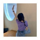 スクエアネックがオシャレなストライプ柄半袖ニット ショート丈 カジュアル | maison de LATIR | 詳細画像5