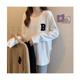 カジュアル感が可愛いワッフル地長袖トップス Tシャツ スリット | maison de LATIR | 詳細画像4 