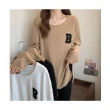 カジュアル感が可愛いワッフル地長袖トップス Tシャツ スリット | maison de LATIR | 詳細画像8 