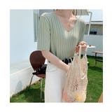 すっきりしたシルエットが女性らしいVネックサマーニット 冬 半袖 | maison de LATIR | 詳細画像4 