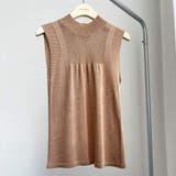 ライトブラウン | 透け感がオシャレなハイネックノースリーブニットトップス 春 シースルー | maison de LATIR