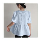 1枚で華やかさを演出するバックリボンジャガードペプラムブラウス パフスリーブ ボ… | maison de LATIR | 詳細画像8 