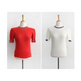 フレンチなデザインが可愛いリボンデザインリブ半袖トップス 半袖 ニット | maison de LATIR | 詳細画像18 