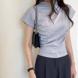 キレイめスタイルに仕上がる半袖トップス ドレープデザイン ハーフネック | maison de LATIR | 詳細画像11