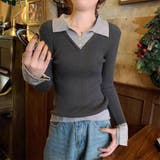 リブでスタイルアップも配色レイヤードトップス リブ 配色 | maison de LATIR | 詳細画像1