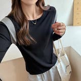 さりげない配色で上品なロングスリーブ配色レイヤードカラーブロッキングトップス シ… | maison de LATIR | 詳細画像5 