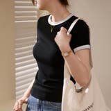 配色デザインが映える、すっきりシルエットのリンガーTシャツ バイカラー 半袖 | maison de LATIR | 詳細画像5 