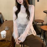 繊細レースと、軽やかな透け感。ふんわり広がる切替デザインが魅力のシアーレーストッ… | maison de LATIR | 詳細画像7