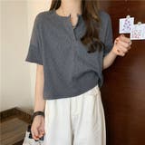 グレー(半袖バージョン) | カジュアルな着回しに重宝するヘンリーネックカットソー シンプル 可愛い | maison de LATIR