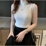 ホワイト | 上品な印象を与えるハイネックノースリーブニット きれいめ 女性らしい | maison de LATIR