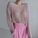 ピンク | 透かし編みルーズニットトップス トップス ニット | maison de LATIR