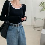 美しいラインを引き立てる長袖カットソー トップス リンガーネック | maison de LATIR | 詳細画像7 