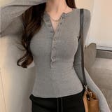 ボタン一つで雰囲気が変わるヘンリーネックカットソー トップス フィット | maison de LATIR | 詳細画像8 