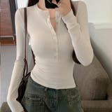 ボタン一つで雰囲気が変わるヘンリーネックカットソー トップス フィット | maison de LATIR | 詳細画像10 