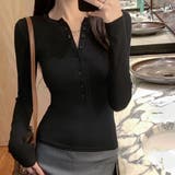 ボタン一つで雰囲気が変わるヘンリーネックカットソー トップス フィット | maison de LATIR | 詳細画像16 