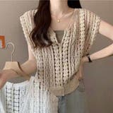 重ねるだけでこなれ感を演出ノースリーブ クロシェ編み トップス | maison de LATIR | 詳細画像3 