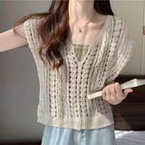 ベージュ | 重ねるだけでこなれ感を演出ノースリーブ クロシェ編み トップス | maison de LATIR