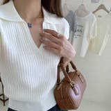 ホワイト | ナチュラルなきちんと感のリブニットトップス 上品 フェミニン | maison de LATIR