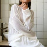 ホワイト | 秋冬らしい上品で女性らしいモヘアタッチ シアープルオーバー ローゲージニット | maison de LATIR