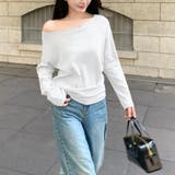 ホワイト | 綺麗め抜け感作る大人オフショルカットソー オフショルダー カットソー | maison de LATIR