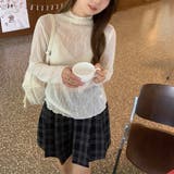 素肌感を楽しむ、今どきレイヤードモックネックシアートップス シアー素材 トップス | maison de LATIR | 詳細画像3 