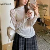 ホワイト | 素肌感を楽しむ、今どきレイヤードモックネックシアートップス シアー素材 トップス | maison de LATIR