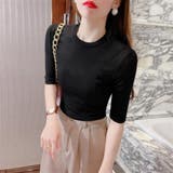ブラック | 大人の5分袖シアーTシャツ Tシャツ 5分袖 | maison de LATIR