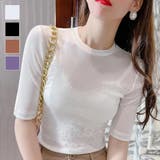 大人の5分袖シアーTシャツ Tシャツ 5分袖 | maison de LATIR | 詳細画像1