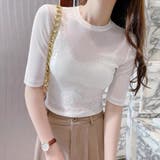 ホワイト | 大人の5分袖シアーTシャツ Tシャツ 5分袖 | maison de LATIR
