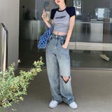 バイカラーショート丈Tシャツ Tシャツ ショート丈 | maison de LATIR | 詳細画像4