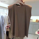 ブラウン | 着回しが効くシンプルノースリーブTシャツ Tシャツ ノースリーブ | maison de LATIR