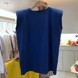 ブルー | 着回しが効くシンプルノースリーブTシャツ Tシャツ ノースリーブ | maison de LATIR