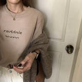 ブラウン | 大人カジュアルにぴったりなワンポイントデザイン刺繍ハーフスリーブTシャツ | maison de LATIR