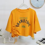 オレンジ | 大人可愛い印象に仕上げてくれるこだわりのギャザーリボンロゴデザインTシャツ 半袖 | maison de LATIR