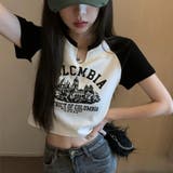 ヘルシーな肌見せ大人カジュアルに着こなせるバイカラー Vネッククロップトップス … | maison de LATIR | 詳細画像2 